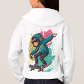 Pop Skate Monkey Kids T-Shirt Design Cool Cartoon Hoodie (Rückseite)