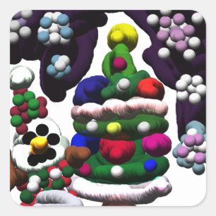 Pop Snowman Weihnachten Quadratischer Aufkleber