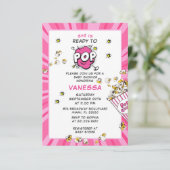 Pop Spaß und moderne Girl-Babydusche Einladung (Stehend Vorderseite)