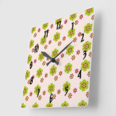 pop spring modern floral pattern quadratische wanduhr (Winkel)