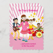 Pop-Star-Geburtstagsfeier Einladung (Vorne/Hinten)