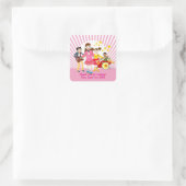 Pop Star Geburtstagsparty Quadratischer Aufkleber (Tasche)