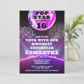 Pop Star Party wie ein Superstar Rock Star Geburts Einladung (Stehend Vorderseite)