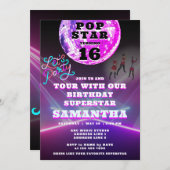 Pop Star Party wie ein Superstar Rock Star Geburts Einladung (Vorne/Hinten)