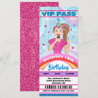 Pop Star Singer VIP Pass Tickets Geburtstag Einladung