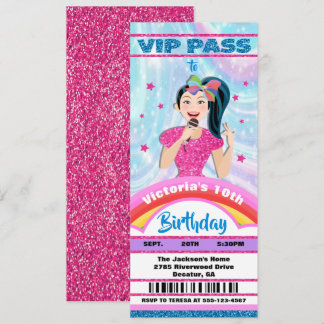 Pop Star Singer VIP Pass Tickets Geburtstag Einladung