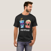 Pop Stars Funny Soda Pop Popcorn Pun Dark BG T-Shirt (Vorne ganz)