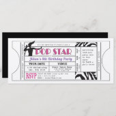 Pop-Stern-Mädchen-laden Vintager Karten-Geburtstag Einladung (Vorne/Hinten)