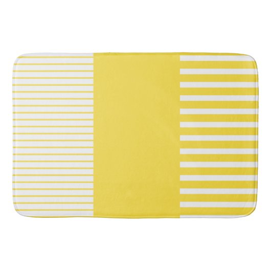 Pop - Streifen - gelb und weiß Badematte (Vorderseite)