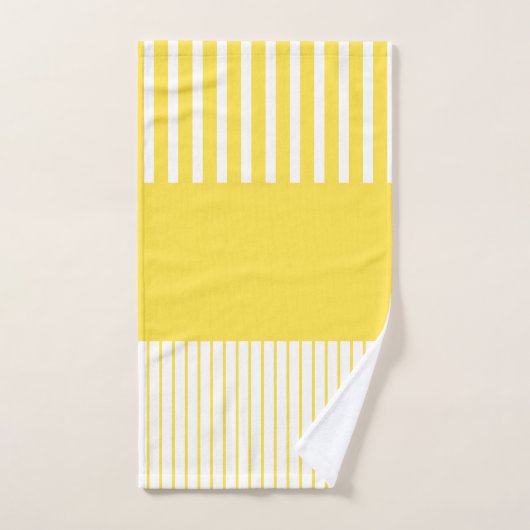 Pop - Streifen - gelb und weiß Badhandtuch Set (Handtuch)