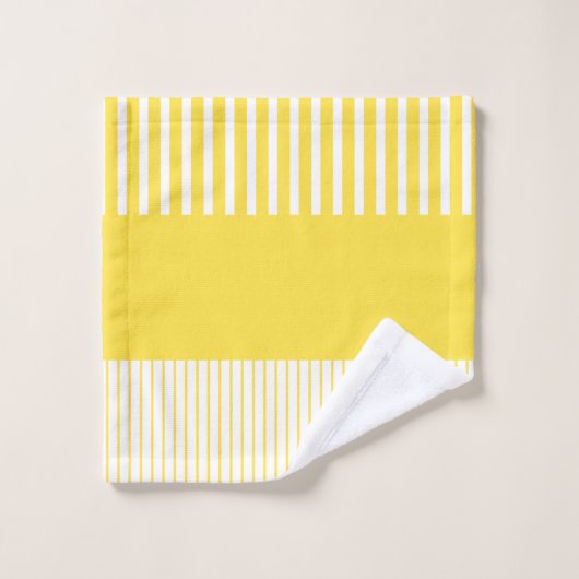 Pop - Streifen - gelb und weiß Badhandtuch Set (Waschlappen)