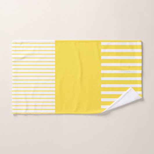 Pop - Streifen - gelb und weiß Badhandtuch Set (Handtuch)