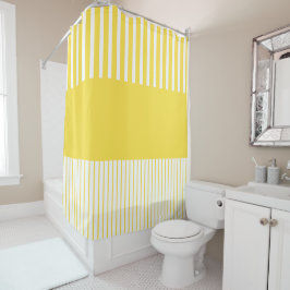 Pop - Streifen - gelb und weiß Duschvorhang