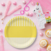 Pop - Streifen - gelb und weiß Pappteller (Party)