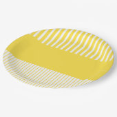 Pop - Streifen - gelb und weiß Pappteller (Schrägansicht)