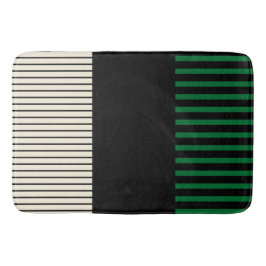 Pop-Streifen - grün, cremefarben und schwarz Badematte