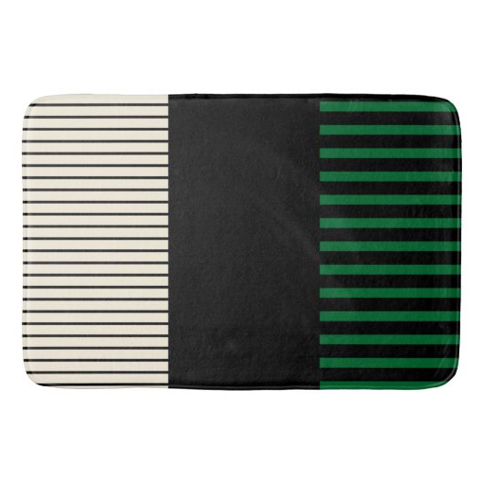Pop-Streifen - grün, cremefarben und schwarz Badematte (Vorderseite)