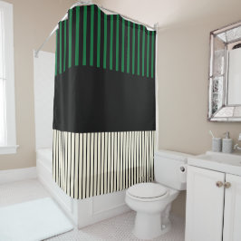 Pop-Streifen - grün, cremefarben und schwarz Duschvorhang