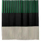 Pop-Streifen - grün, cremefarben und schwarz Duschvorhang (Vorderseite)