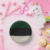 Pop-Streifen - grün, cremefarben und schwarz Pappteller (Party)