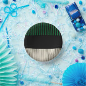 Pop-Streifen - grün, cremefarben und schwarz Pappteller (Party)