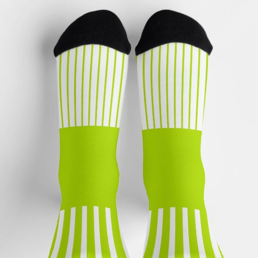 Pop-Streifen in Kalkgrün und Weiß Socken (Oben)