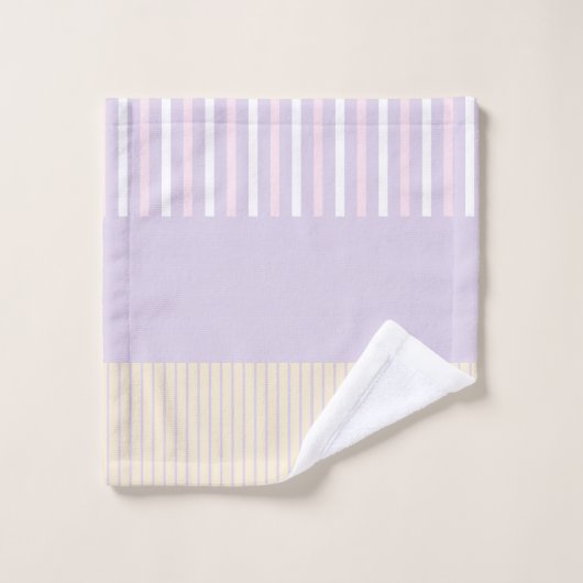 Pop - Streifen in Pastellfarben - Rosa, Gelb und L Badhandtuch Set (Waschlappen)