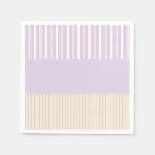 Pop - Streifen in Pastellfarben - Rosa, Gelb und L Serviette (Vorderseite)