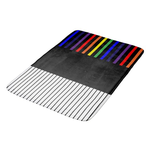Pop-Streifen - Regenbogen Badematte (Schrägansicht)