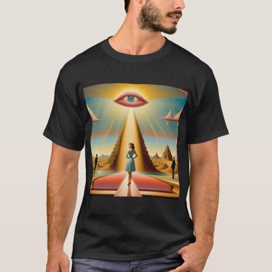 Pop Surreal Landschaft mit Figuren T-Shirt (Vorderseite)