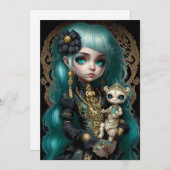 Pop Surrealismus, Gothic Girl, Low Brow Einladung (Vorne/Hinten)