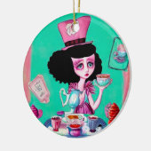 Pop Surrealismus Mad Hatter Girl Keramik Ornament (Links)