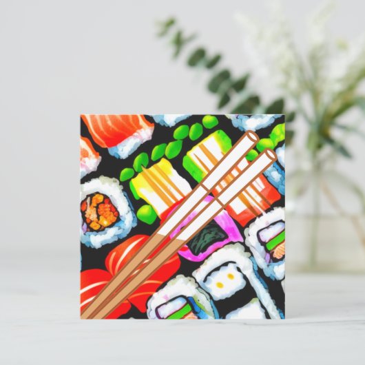Pop Sushi Feiertagskarte (Stehend Vorderseite)