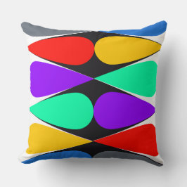 Pop Teardrop Geometrie auf schwarzem Diamantstreif Kissen