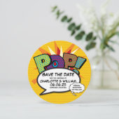 POP Termin vormerken Lustig Retro Comic Buch Pop A Save The Date (Stehend Vorderseite)