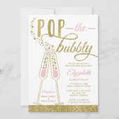 Pop The Bubbly Brautparty Einladung, Imitate Gold Einladung (Vorderseite)