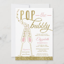 Pop The Bubbly Brautparty Einladung, Imitate Gold Einladung
