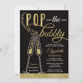 Pop The Bubbly Brautparty Einladung, Imitate Gold Einladung