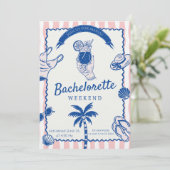 Pop the Bubbly – Junggesellinnen-Abschiedswocheend Einladung (Stehend Vorderseite)