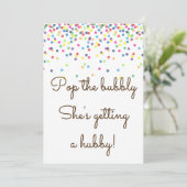 Pop The Bubbly She bekommt ein Hubby-Zeichen-12x18 Einladung (Stehend Vorderseite)
