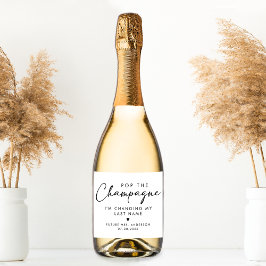 Pop The Champagne Modern Handwriting Script  Schaumweinetikett