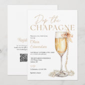 Pop The Champagne QR Code Bridal Shower Einladung (Vorne/Hinten)