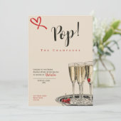 Pop! The Champagne romantic Bridal Shower card Karte (Stehend Vorderseite)