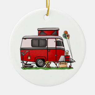 Pop Top Camper   Teardrop Trailer   Camper Van Keramik Ornament