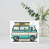 Pop Top Van Camper Postkarte (Stehend Vorderseite)
