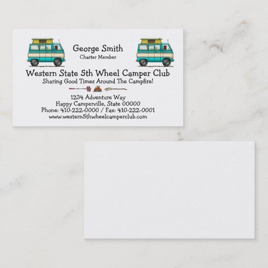 Pop Top Van Camper Visitenkarte (Vorne/Hinten)