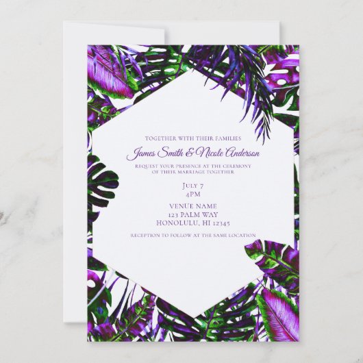 Pop Tropical Palm Blätter Hochzeiten Einladung (Vorderseite)