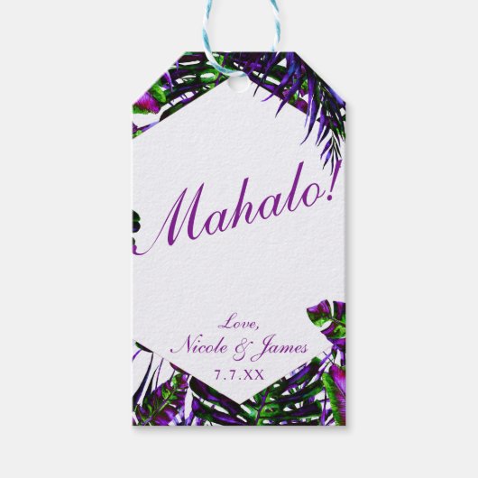 Pop Tropical Palm Blätter Hochzeiten Geschenkanhänger (Vorderseite)