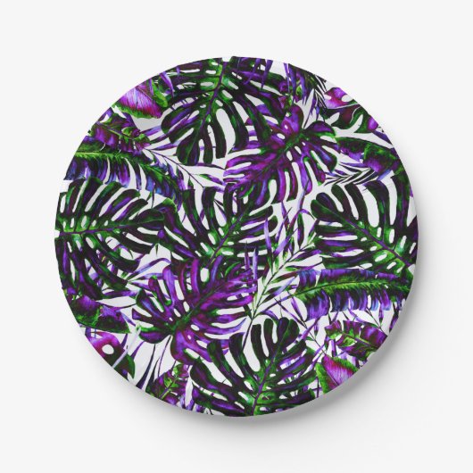 Pop Tropical Palm Blätter Hochzeiten Pappteller (Vorderseite)