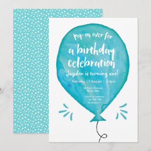 Pop über Blue Balloon Einladung zum Geburtstag